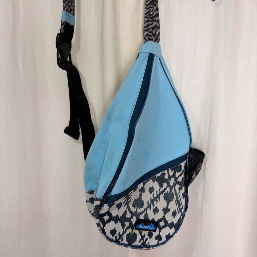 KAVU Paxton Pack Rope Sling Crossbody Backpack Blue River Ikat Tribal Retired